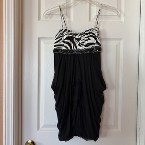 Y2K Zebra Sequin Dress Size Small